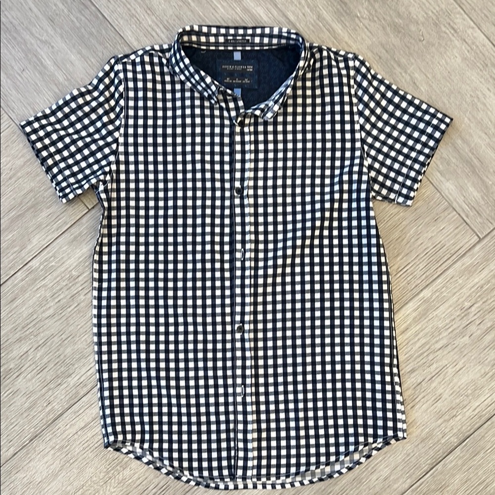 Boys Denim & Flower Black and White Casual Button Down Shirt